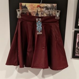 Burgundy leather skirt